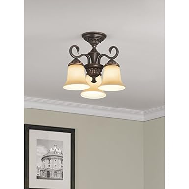 Portfolio 14 12 In Tea Stained Glass Semi Flush Mount Light Oil