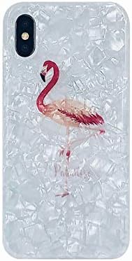 HolaStar Chic Pink Tropical Flamingo Pearly-Lustre Case for iPhone Xs Max, Sparkle Ultra Lightweight Stylish Iridescent Translucent Shell Pattern Flexible Soft Protective Fashion Cover for Girl Women