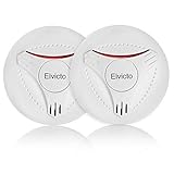 Elvicto 2 Pack Photoelectric Smoke Detector Sealed-in 10 Year Lithium, Battery-Operated Fire Alarm for Home