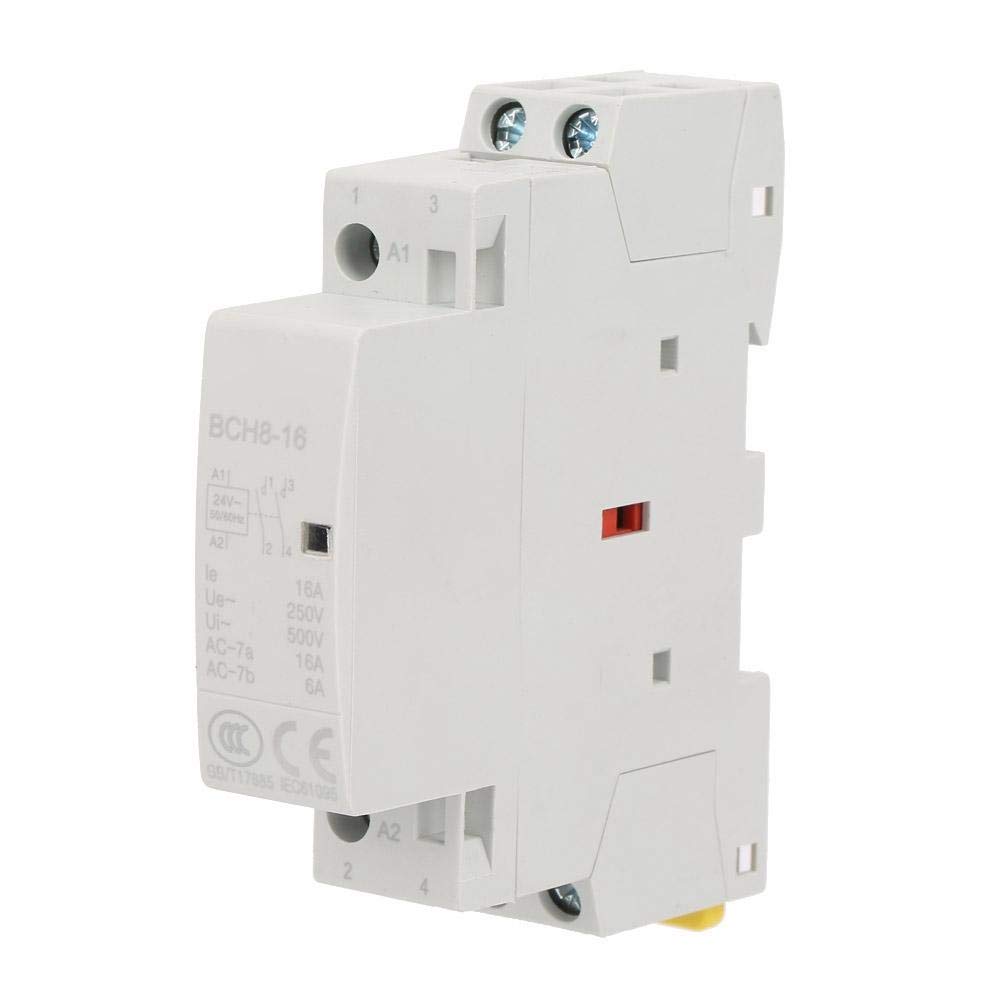 Household AC Contactor, AC Contactor, 2P 16A 24V 2NO 50/60HZ Din Rail AC Contactor 2 Pole 24V Coil Din Rail Mount