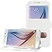 Galaxy S6 Case, EnGive Premium Slim Flip Imitation Leather Cover for Samsung Galaxy S6 G920(White)