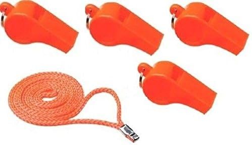 新しいオレンジプラスチック安全ホイッスルw Lanyard For ボートラフト Marine緊急4 Pk Phoenixlightings Com