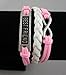 2pcs Vintage Silver Infinity Charm Bangle Blue Bright-pink Suede Best Friend Bracelet
