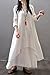 AsherFashion Women's Long Sleeve Chinese Style Cotton Linen Long Dress (US XL/Tag 4XL, White)