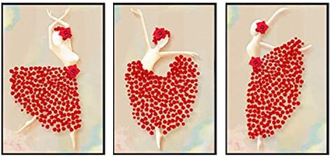 3-Panel Diamond Painting Full Drill Kits for Adults Large 47x22'' Triptych Painting with Diamonds - Rose Ballet Dancer (120x55cm)