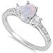 Oxford Diamond Co Lab Created White Opal & Cz Fashion Engagement .925 Sterling Silver Ring Size 9
