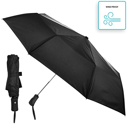 Windproof Umbrella, Best Folding Umbrella, Auto Open Travel Umbrella made to compact, Cover Case Included, Trusted Products Lifetime Warrentee!