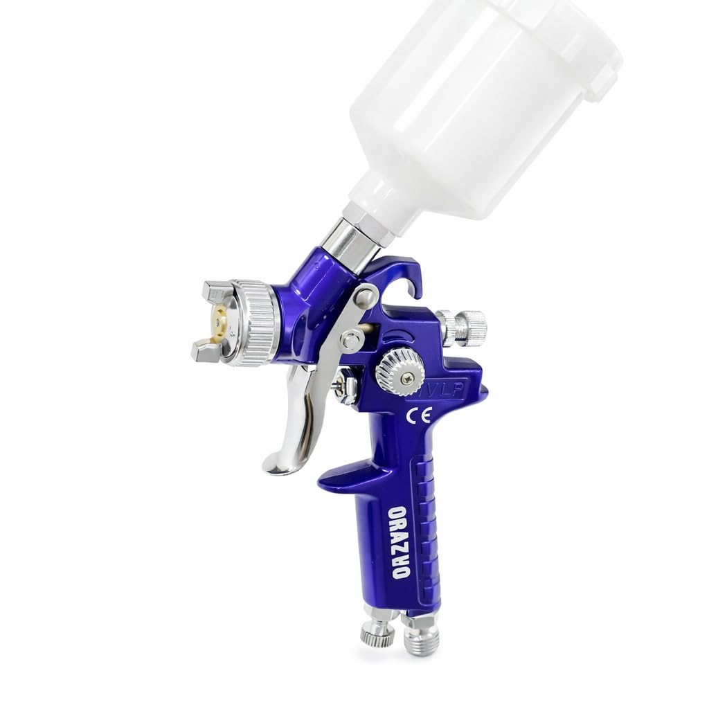 ORAZIO Mini Paint Spray Gun 0.5mm Copper Nozzle 100CC Aluminum Paint Sprayer for Car Auto Furniture Fence Surface Coating Decorating Air Compressor Tool 22145605