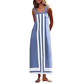 Clispiy Women's Boho Beach Cover Up Dress Long Striped Maxi Dress with Shoulder Straps Summer Coverup 2025