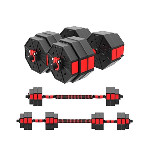 ER KANG 4 in 1 Adjustable Dumbbell Barbell Kettlebell Set, 66 LBS Free Weights Set with 15.7'' Straight Bar and 22.8…