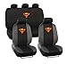 Superman Car Seat Covers - Full 9 Piece Set - Warner Brothers Polyester Seat Protectors Black & Gray