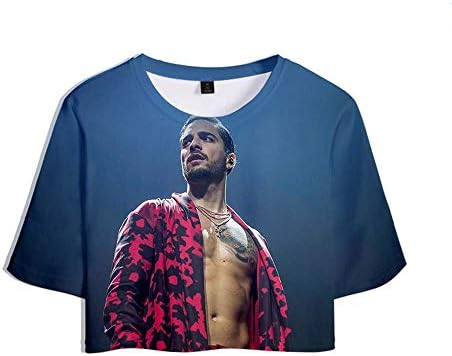 fghfgdhjf Latin Pop Singer Maluma Short Sleeve Crop T-Shirt Summer Women's Comfortable Breathable Top