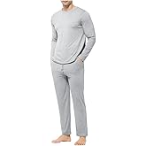 Casey Kevin Mens Pajamas Set Long Sleeve Sleepwear Comfy Breathable Loungewear with Pockets Soft Top & Pants Pjs for Men