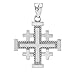 .925 Sterling Silver Heraldic Jerusalem Cross Crucifix Cross and Crosslets Five Fold Crusader Pendant Necklace - 16
