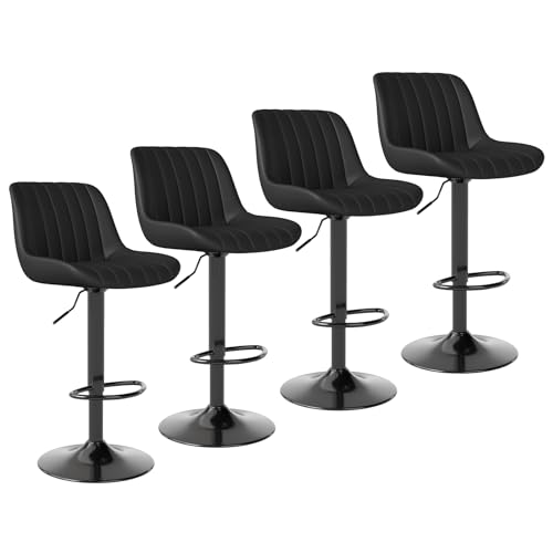 Youhauchair Barhocker 4er Set, Drehbare Barhocker mit Lehne, Schwarz