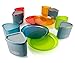 GSI Outdoors Infinity 4 Person Compact Nesting Tableset for Ultra-Light and Compact with Cup, Bowls and Plates for Camping, RV, or BBQ