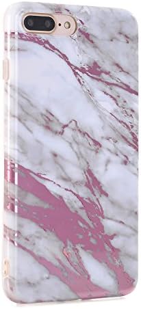 Phone Case For Iphone 7 plus, DUOMON New Marble Design, Slim Shockproof Flexible Smooth TPU Soft Case Rubber Silicone Skin Cover (White&amp;Purple)