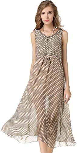 Woman Semi Sheer Chiffon Midi Soft Polka Dot Wear To Work Dress