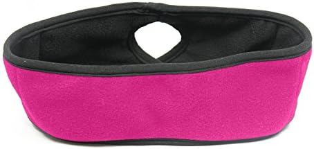 Ponytail Sports Headband by Sportly– One Size Fits All, Cool Weather Womens’ Headband for Ponytail, Non-slip Spandex Fleece, Wicks Away Moisture, Keeps Hair From Face During Workouts - Pink Black
