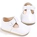 Enteer Baby Girls' Retro Leather Button Mary Jane Shoes White US 4