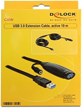 DeLOCK USB 3.0 Active Extension Cable 10m, Black, 10 meters - Image 3