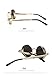 Round Metal Sunglasses Steampunk Men Women Fashion Glasses Brand Designer Retro Vintage Sunglasses UV400, Gold Frame Black Lens.