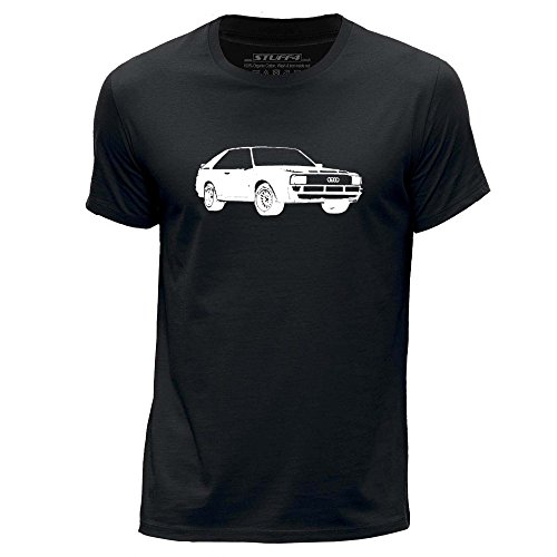 STUFF4 Men's Medium (M) Black Round Neck T-Shirt/Stencil Car Art / Sport Quattro