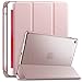 INFILAND iPad Mini 5 2019 Case with Pencil Holder, Ultra Slim Lightweight Stand Case with Translucent Frosted Back Smart Cover for iPad Mini 5th Gen 7.9-inch 2019 Release, Rose-Gold