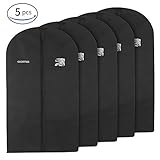 Esonmus Suit Cover Garment Bag 128*60 CM Black Breathable Non-Woven Suit Bag For Men and Women In Travel and Home (5 Pack Black)