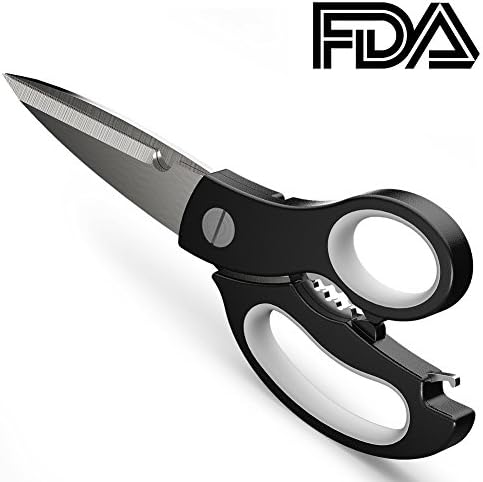 Newinner Kitchen Scissor Heavy Duty Utility Kitchen Shears Rust Free Durable Multipurpose Poultry Scissors with Protective Cover for Cutting Poultry Meat Herb Fish Scale Fruit Vegetable Nut