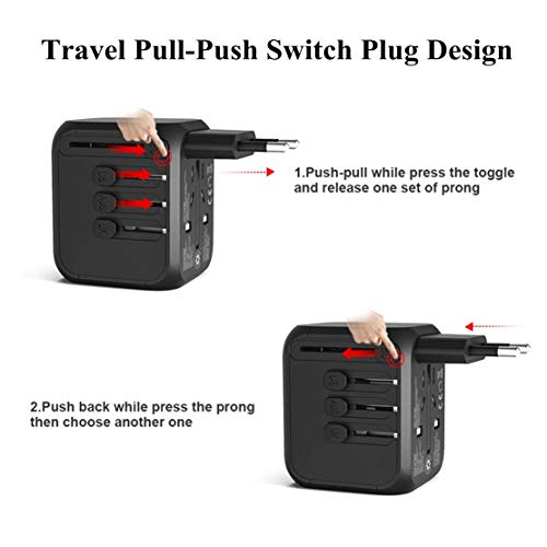 Cococart Universal Travel Adapter, All-in-one Worldwide Travel Charger Travel Socket, International Power Wall Charger AC Plug Adaptor with 4 USB Ports Multi-Nation Travel Accessories