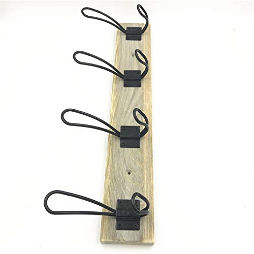 Wall Mounted Coat Rack,Sageme Wooden Entryway Vintage Rustic Coat Rack Hat Hanger Rack 4-Hook Rail for The Entryway, Bathroom, Bedroom, Kitchen, Mudroom Solid Wood (4 Hooks, Black 2 Pack)