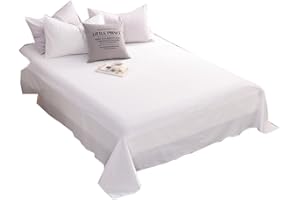 FCHJXTL Flat Sheet Only Queen Extra Soft Brushed Microfiber Top Sheets, Wrinkle Free Breathable Machine Washable Easy Care (Queen, White)