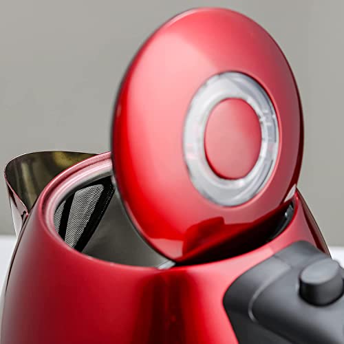 OVENTE Portable Electric Hot Water Kettle 1.7 Liter Stainless Steel 1100 Watt Power Fast Heating Element Countertop Tea Maker Boiler Heater Automatic