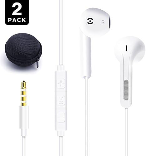 Earphones, VOCC 2Pack Premium 3.5MM Earphones/ Headphones/ Earbuds with Stereo Microphone &amp; Remote Control for iPhone + Android Devices