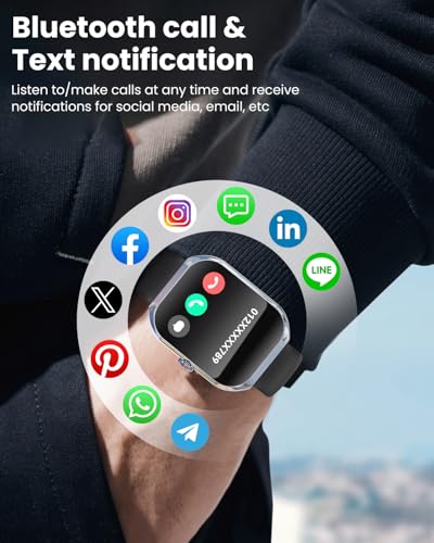 Smart Watch for Men Women, 2.01" Smartwatch with Answer/Make Call/120+ Sport Modes Fitness Tracker/Heart Rate/Sleep/Step Monitor/Pedometer/IP68 Waterproof Watch for Android iOS (Black)