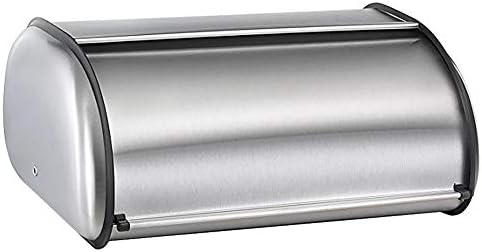 Bread Storage Box Stainless Steel, Clear Front Window Kitchen Counter Storage Bin Food Container with Roll up Lid for Loaves, Homemade Bread, Pastries, Pancake, Cookies