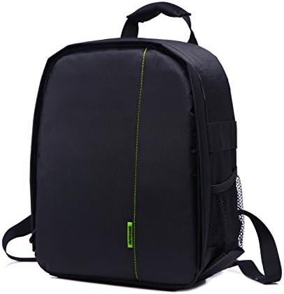 Multi-functional Waterproof Camera &amp; Lens Backpack Shockproof Well-Assorted Paded Partition Photo Video Shoulder Bag for SLR, DSLR, Canon, Nikon, Sony, Olympus,and Other Accessories (Green)