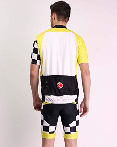Knowtek Men's Cycling Jersey Set Bicycle Short Sleeve Quick Dry Breathable Shirt + Cycling Bib Shorts Cushion Padded Shorts