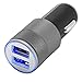 MMOBIEL Car Charger Brushed Aluminum Incl Bright Blue LED Light 2X USB Port 2.1A and 1.0A IQ Technology 5V Output