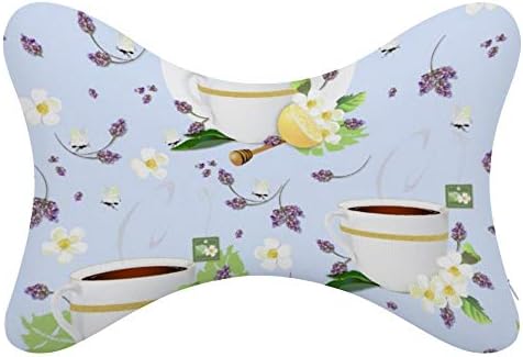 伊豆ちゃん 茶レモンラベンダー 花柄 蝶 運転快適 低反発ネックパッド 2個セット 車用品 着後レビューで 送料無料 運転 首枕 クッション 頚椎サポート ネックピロー ネックパッド ドライブ用品