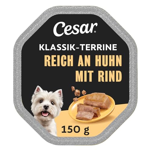 Cesar, cibo per cani, umido con pollame e verdure, confezione da 7 pezzi (7 x 2 ciotole x 150 g) (etichetta in lingua italiana non garantita)