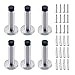 TLBTEK Silver Stainless Steel Door Stopper with Sound Dampening Rubber Bumper,Chrome Wall Mounted Modern Door Stops,Brushed Finish Door Stop for Wall Protector with Hardware Screws 3.7inch (6pcs)