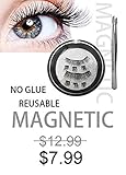 NO Glue 3D Magnetic Eyelashes REUSABLE 3-Magnets False Full Size Lightweight Natural Look Magnet Lashes False Lash Extensions with false lash Applicator Round-End Tweezers by IVON H&B Care