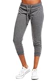 WOMENS SOLID STYLISH YOGA RUN PANTS FITTED ATHLETIC CAPRI JOGGERS