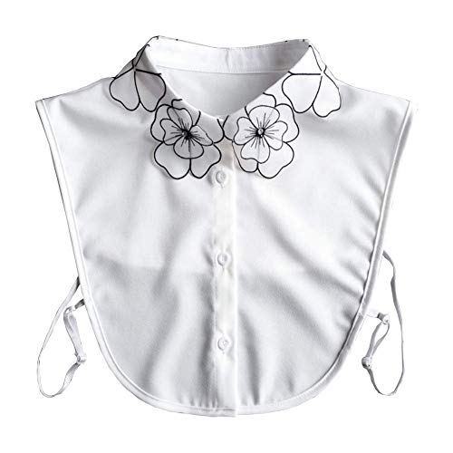 Joyci OL Joker Shirt Fake Collar Black Side Embroidery Chiffon Decorative Collar