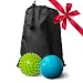 Back Massager Massage Ball Set - Shiatsu Spike Ball and Smooth Tissue Massager with Thermo Activated Gel and Massage Balls for Acupressure Reflexology w/Travel Pouch