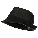 UV 50+ Solid Band Summer Straw Fedora - Black Black W20S58B