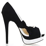 Show Story Sexy Womens 2 Tone Bow Peep Toe Platform Stiletto Pumps Shoes,YFA1501
