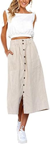 Women Long Skirts,Hemlock Lady Office Skirts Button Stretchy Waist Skirt Retro Midi Beach Wrap Dress